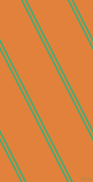 117 degree angle dual stripe lines, 6 pixel lines width, 6 and 121 pixel line spacing, Ocean Green and Tree Poppy dual two line striped seamless tileable