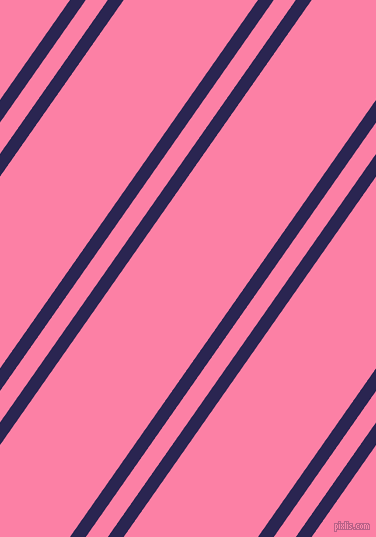 55 degree angle dual stripe lines, 13 pixel lines width, 18 and 110 pixel line spacing, Paua and Tickle Me Pink dual two line striped seamless tileable