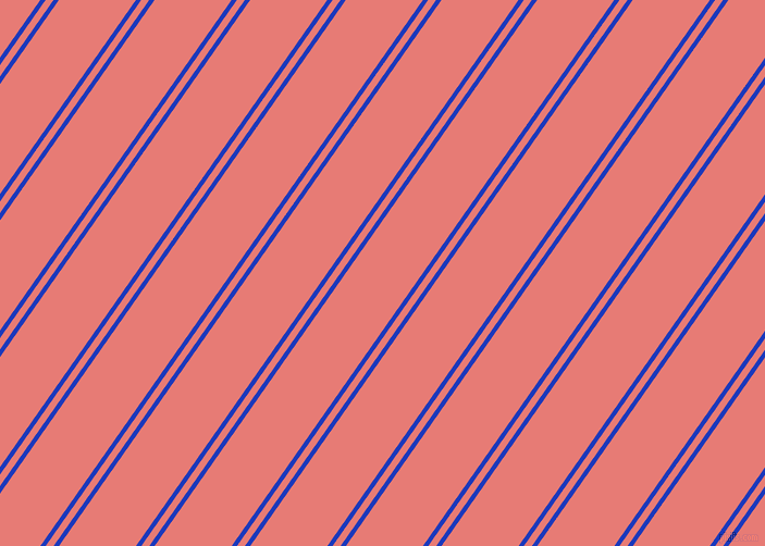 55 degree angle dual striped line, 4 pixel line width, 6 and 58 pixel line spacing, Persian Blue and Geraldine dual two line striped seamless tileable