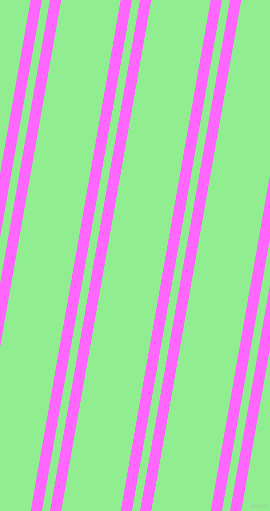 80 degree angles dual stripes line, 22 pixel line width, 16 and 117 pixels line spacing, Pink Flamingo and Light Green dual two line striped seamless tileable