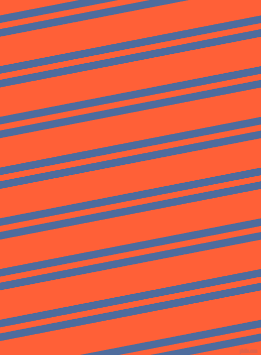 11 degree angle dual stripe lines, 15 pixel lines width, 12 and 58 pixel line spacing, San Marino and Outrageous Orange dual two line striped seamless tileable