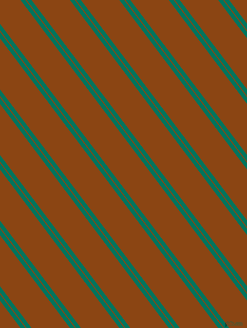 127 degree angle dual stripes lines, 8 pixel lines width, 2 and 63 pixel line spacing, Tropical Rain Forest and Saddle Brown dual two line striped seamless tileable