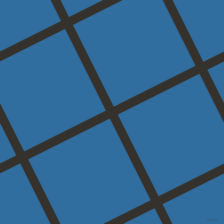 27/117 degree angle diagonal checkered chequered lines, 30 pixel line width, 309 pixel square size, Acadia and Lochmara plaid checkered seamless tileable