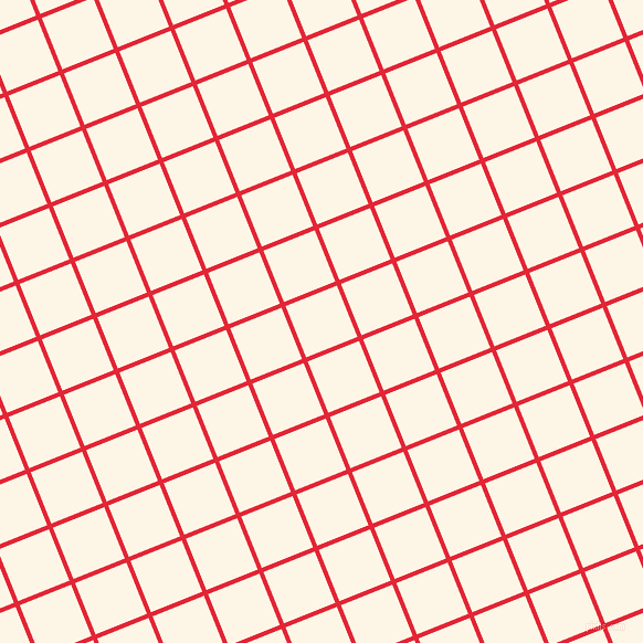 22/112 degree angle diagonal checkered chequered lines, 4 pixel line width, 50 pixel square size, Alizarin and Old Lace plaid checkered seamless tileable