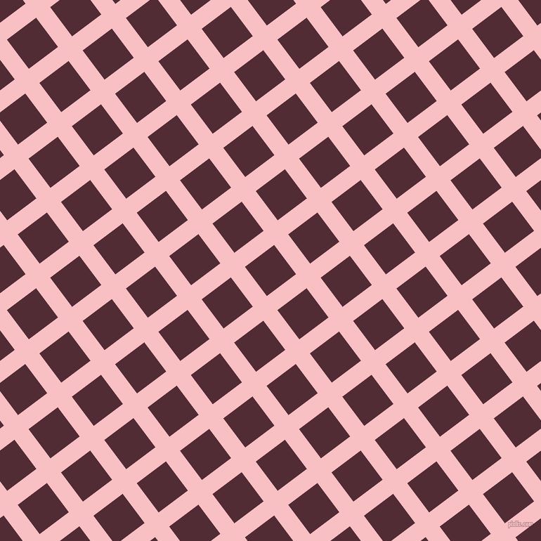 37/127 degree angle diagonal checkered chequered lines, 25 pixel line width, 52 pixel square size, Azalea and Wine Berry plaid checkered seamless tileable