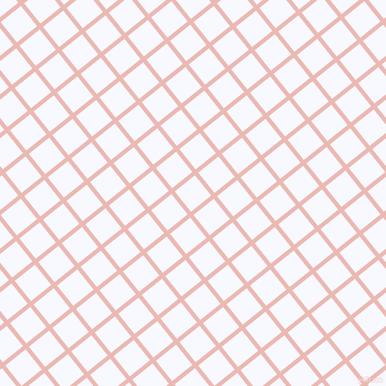 39/129 degree angle diagonal checkered chequered lines, 6 pixel line width, 37 pixel square size, Beauty Bush and Ghost White plaid checkered seamless tileable