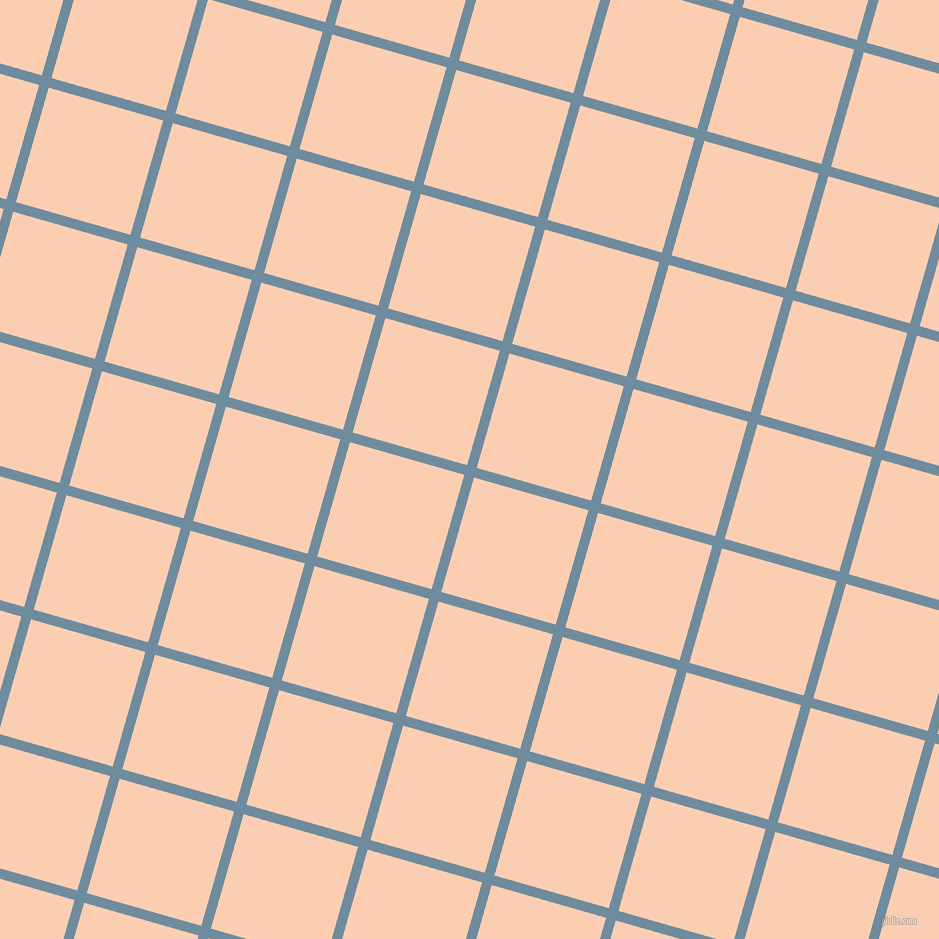 74/164 degree angle diagonal checkered chequered lines, 10 pixel line width, 119 pixel square size, Bermuda Grey and Apricot plaid checkered seamless tileable