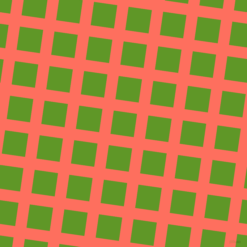 82/172 degree angle diagonal checkered chequered lines, 37 pixel lines width, 76 pixel square size, Bittersweet and Limeade plaid checkered seamless tileable