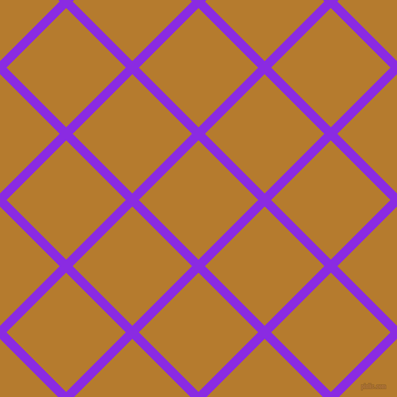45/135 degree angle diagonal checkered chequered lines, 13 pixel lines width, 119 pixel square size, Blue Violet and Mandalay plaid checkered seamless tileable