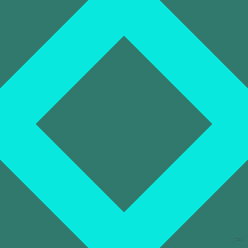 45/135 degree angle diagonal checkered chequered lines, 162 pixel line width, 402 pixel square size, Bright Turquoise and Genoa plaid checkered seamless tileable