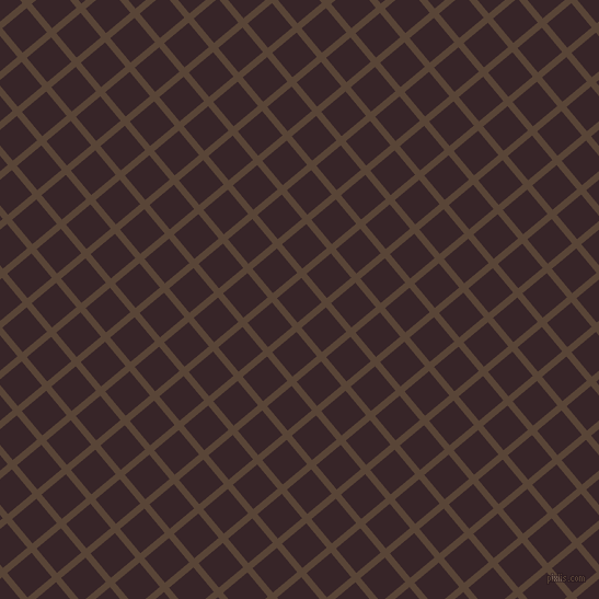 40/130 degree angle diagonal checkered chequered lines, 6 pixel line width, 29 pixel square size, Brown Derby and Aubergine plaid checkered seamless tileable