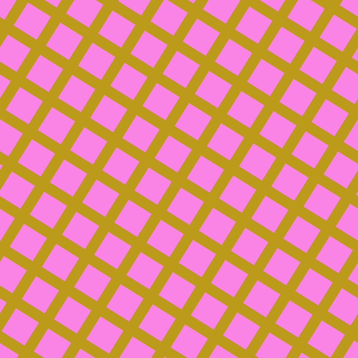 58/148 degree angle diagonal checkered chequered lines, 22 pixel line width, 55 pixel square size, Buddha Gold and Pale Magenta plaid checkered seamless tileable