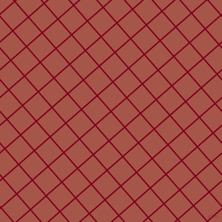 41/131 degree angle diagonal checkered chequered lines, 5 pixel lines width, 68 pixel square size, Burgundy and Crail plaid checkered seamless tileable