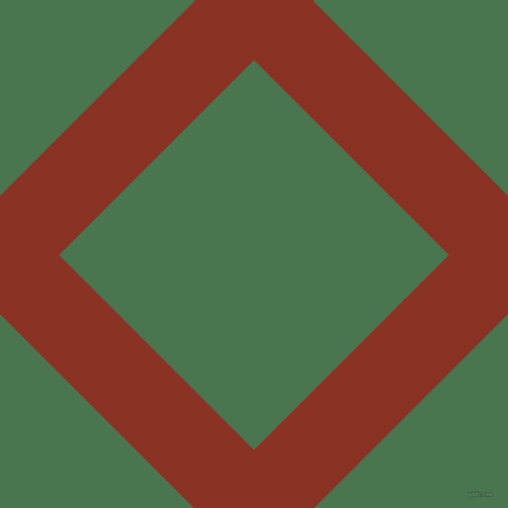 45/135 degree angle diagonal checkered chequered lines, 122 pixel lines width, 402 pixel square size, Burnt Umber and Killarney plaid checkered seamless tileable