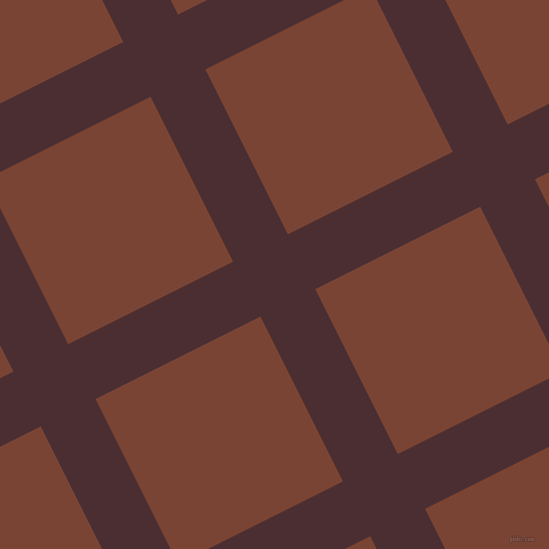 27/117 degree angle diagonal checkered chequered lines, 87 pixel lines width, 262 pixel square size, Cab Sav and Peanut plaid checkered seamless tileable