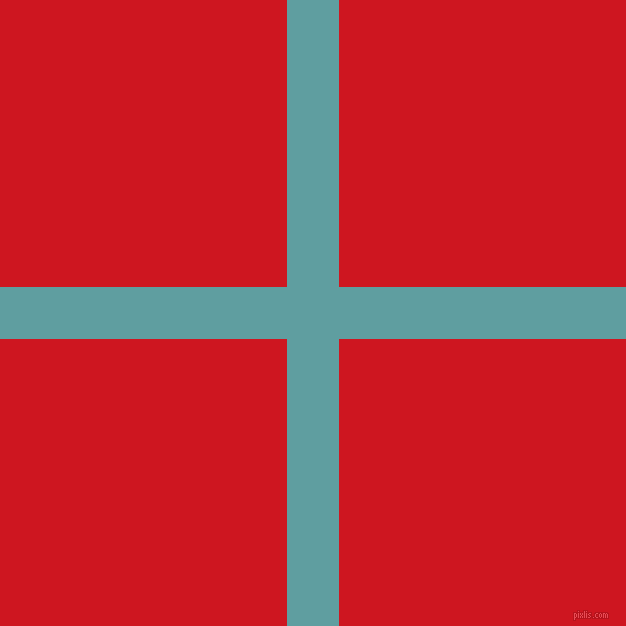checkered chequered horizontal vertical lines, 52 pixel line width, 574 pixel square size, Cadet Blue and Fire Engine Red plaid checkered seamless tileable