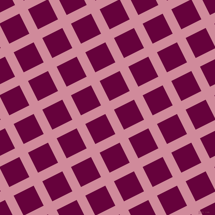 27/117 degree angle diagonal checkered chequered lines, 31 pixel line width, 72 pixel square size, Can Can and Tyrian Purple plaid checkered seamless tileable