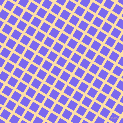 59/149 degree angle diagonal checkered chequered lines, 9 pixel lines width, 28 pixel square size, Cape Honey and Medium Slate Blue plaid checkered seamless tileable