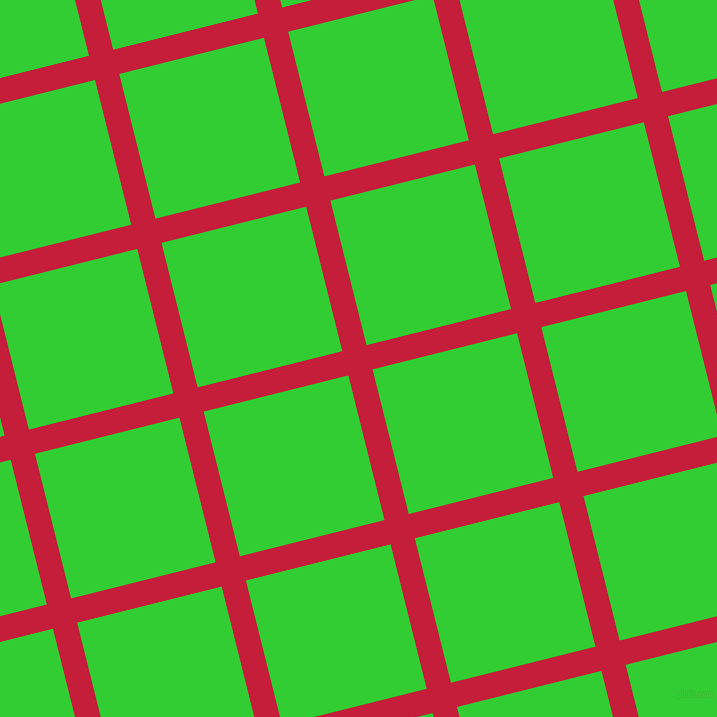 14/104 degree angle diagonal checkered chequered lines, 25 pixel line width, 149 pixel square size, Cardinal and Lime Green plaid checkered seamless tileable