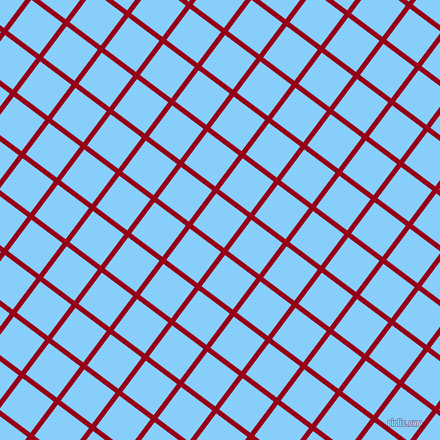 53/143 degree angle diagonal checkered chequered lines, 5 pixel line width, 39 pixel square size, Carmine and Light Sky Blue plaid checkered seamless tileable