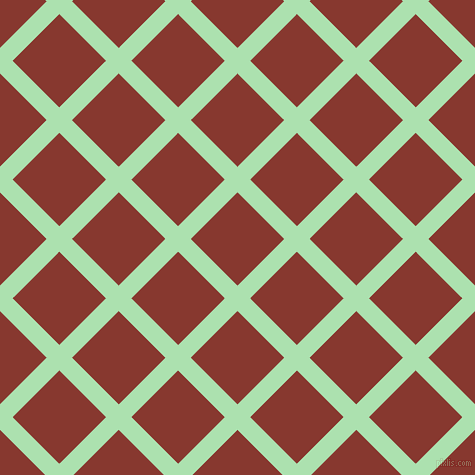 45/135 degree angle diagonal checkered chequered lines, 18 pixel lines width, 66 pixel square size, Celadon and Crab Apple plaid checkered seamless tileable
