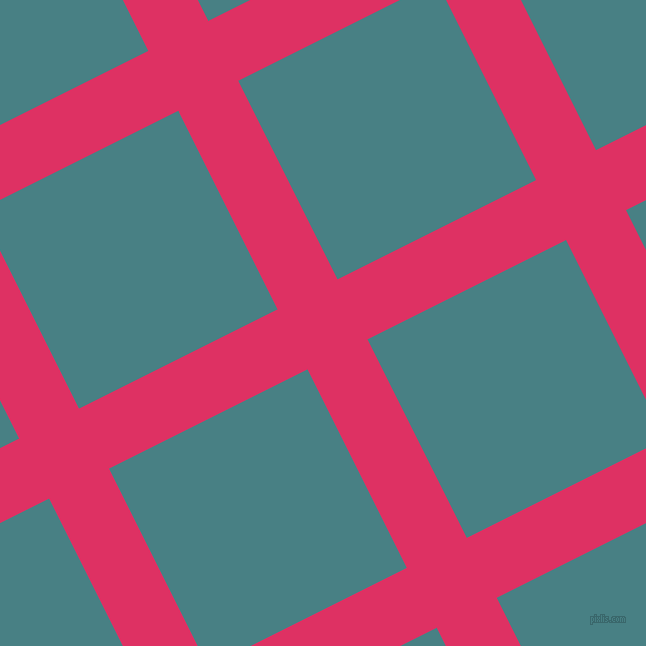 27/117 degree angle diagonal checkered chequered lines, 67 pixel line width, 222 pixel square size, Cerise and Paradiso plaid checkered seamless tileable