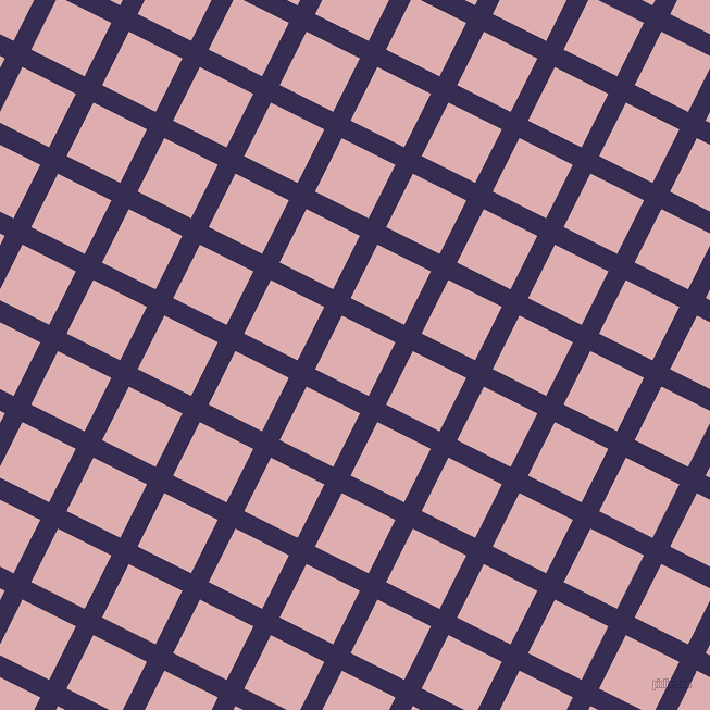 63/153 degree angle diagonal checkered chequered lines, 18 pixel line width, 55 pixel square size, Cherry Pie and Pale Chestnut plaid checkered seamless tileable