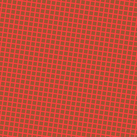 82/172 degree angle diagonal checkered chequered lines, 4 pixel lines width, 13 pixel square size, Coral Red and Piper plaid checkered seamless tileable