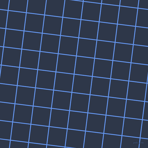 83/173 degree angle diagonal checkered chequered lines, 3 pixel lines width, 59 pixel square size, Cornflower Blue and Licorice plaid checkered seamless tileable