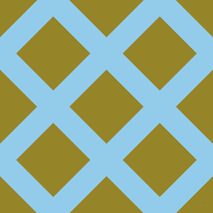 45/135 degree angle diagonal checkered chequered lines, 78 pixel line width, 179 pixel square size, Cornflower and Lemon Ginger plaid checkered seamless tileable