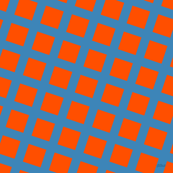 72/162 degree angle diagonal checkered chequered lines, 28 pixel lines width, 60 pixel square size, Curious Blue and International Orange plaid checkered seamless tileable