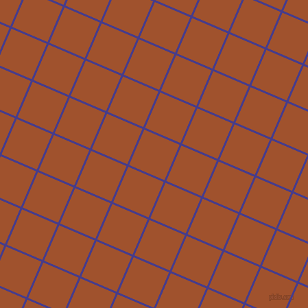 67/157 degree angle diagonal checkered chequered lines, 3 pixel lines width, 56 pixel square size, Dark Slate Blue and Sienna plaid checkered seamless tileable