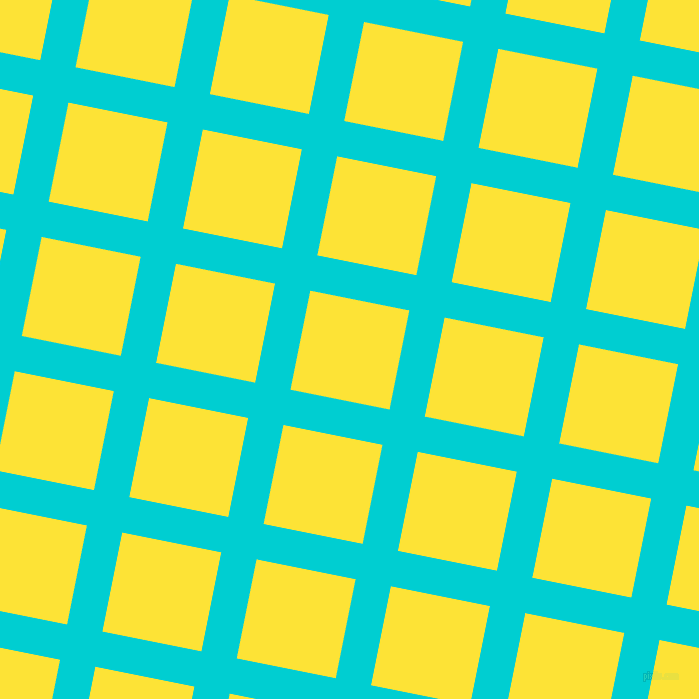 79/169 degree angle diagonal checkered chequered lines, 36 pixel lines width, 101 pixel square size, Dark Turquoise and Gorse plaid checkered seamless tileable