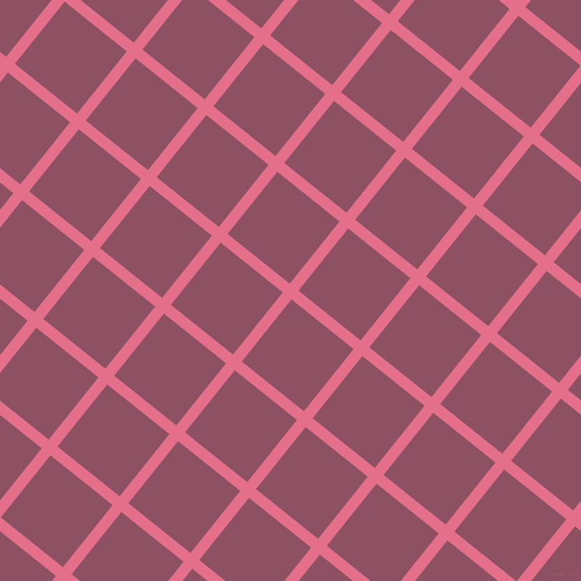 51/141 degree angle diagonal checkered chequered lines, 16 pixel line width, 114 pixel square size, Deep Blush and Cannon Pink plaid checkered seamless tileable