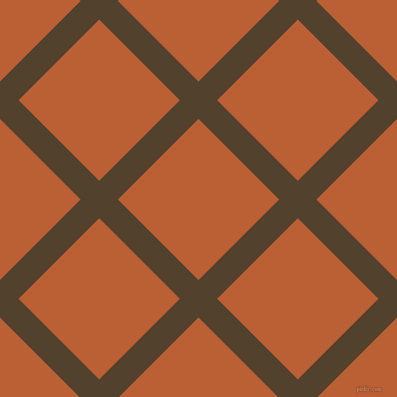 45/135 degree angle diagonal checkered chequered lines, 37 pixel line width, 160 pixel square size, Deep Bronze and Smoke Tree plaid checkered seamless tileable