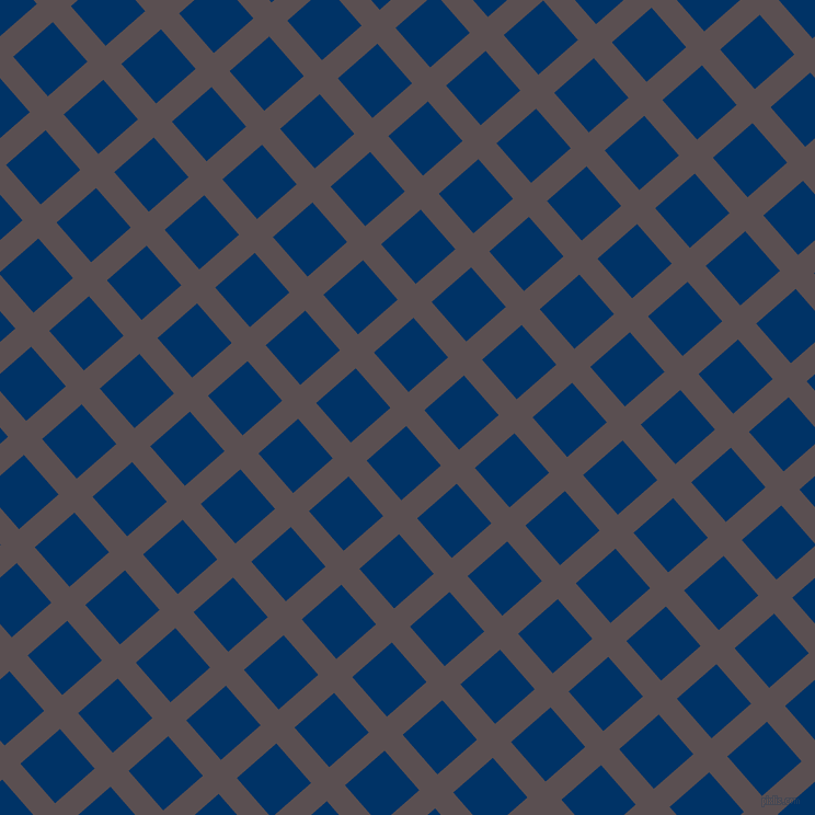 41/131 degree angle diagonal checkered chequered lines, 22 pixel line width, 48 pixel square size, Don Juan and Prussian Blue plaid checkered seamless tileable