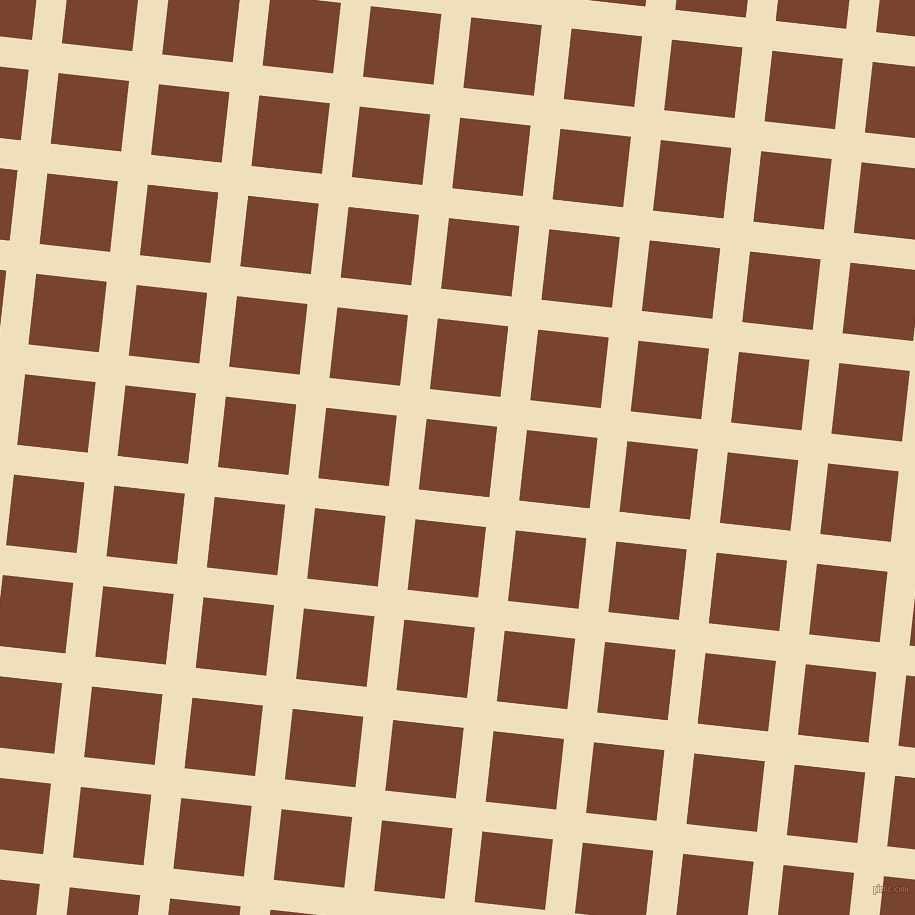 84/174 degree angle diagonal checkered chequered lines, 30 pixel line width, 71 pixel square size, Dutch White and Cumin plaid checkered seamless tileable