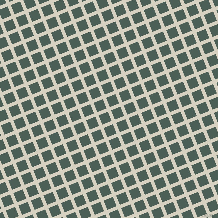 22/112 degree angle diagonal checkered chequered lines, 12 pixel lines width, 34 pixel square size, Ecru White and Viridian Green plaid checkered seamless tileable