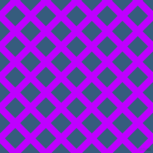 45/135 degree angle diagonal checkered chequered lines, 23 pixel lines width, 49 pixel square size, Electric Purple and Matisse plaid checkered seamless tileable