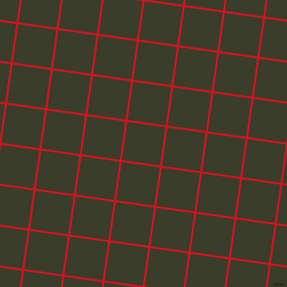 82/172 degree angle diagonal checkered chequered lines, 7 pixel lines width, 127 pixel square size, Fire Engine Red and Green Kelp plaid checkered seamless tileable
