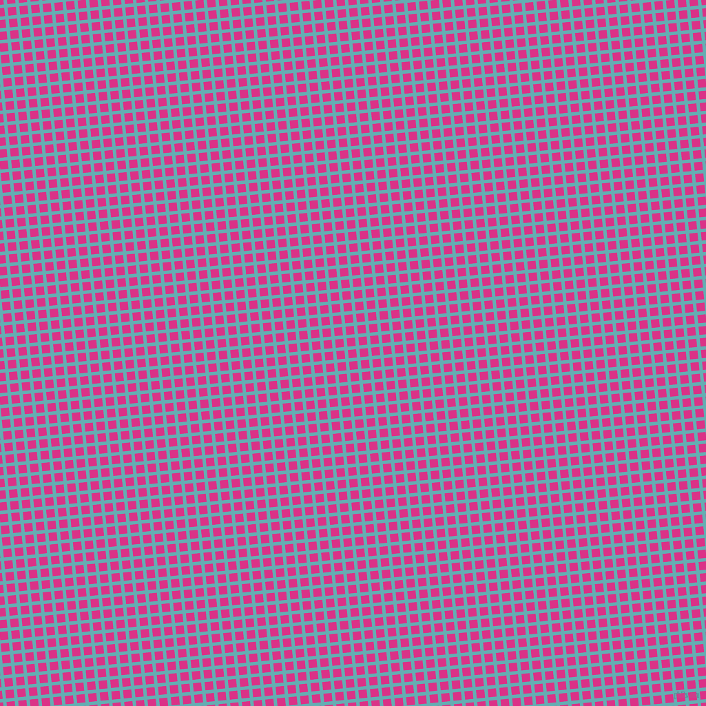 6/96 degree angle diagonal checkered chequered lines, 5 pixel lines width, 12 pixel square size, Fountain Blue and Deep Cerise plaid checkered seamless tileable
