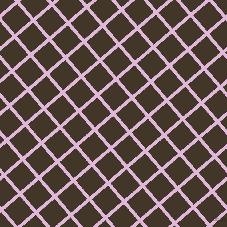 41/131 degree angle diagonal checkered chequered lines, 11 pixel lines width, 69 pixel square size, French Lilac and Jacko Bean plaid checkered seamless tileable