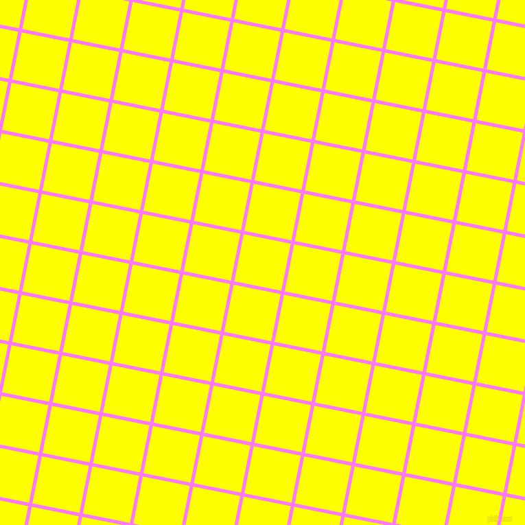 79/169 degree angle diagonal checkered chequered lines, 5 pixel line width, 70 pixel square size, Fuchsia Pink and Yellow plaid checkered seamless tileable