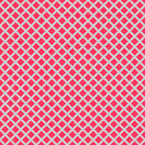 45/135 degree angle diagonal checkered chequered lines, 7 pixel lines width, 18 pixel square size, Geyser and Radical Red plaid checkered seamless tileable