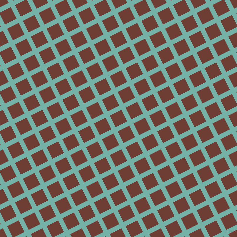 27/117 degree angle diagonal checkered chequered lines, 16 pixel line width, 44 pixel square size, Gulf Stream and Metallic Copper plaid checkered seamless tileable