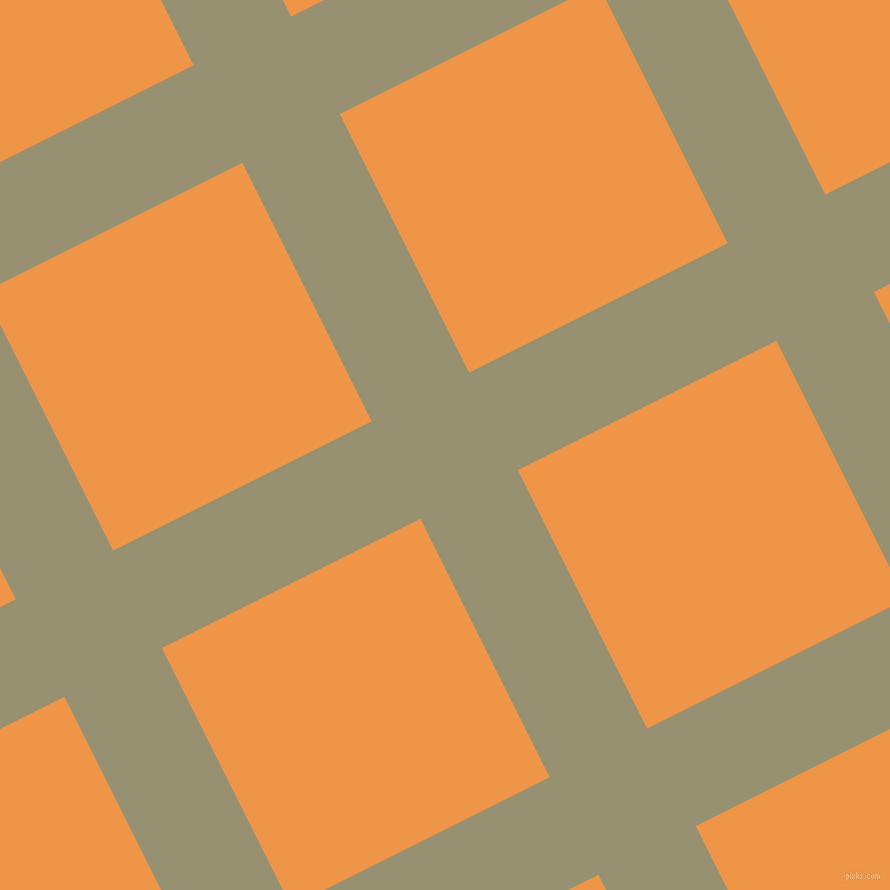 27/117 degree angle diagonal checkered chequered lines, 109 pixel line width, 289 pixel square size, Gurkha and Sea Buckthorn plaid checkered seamless tileable