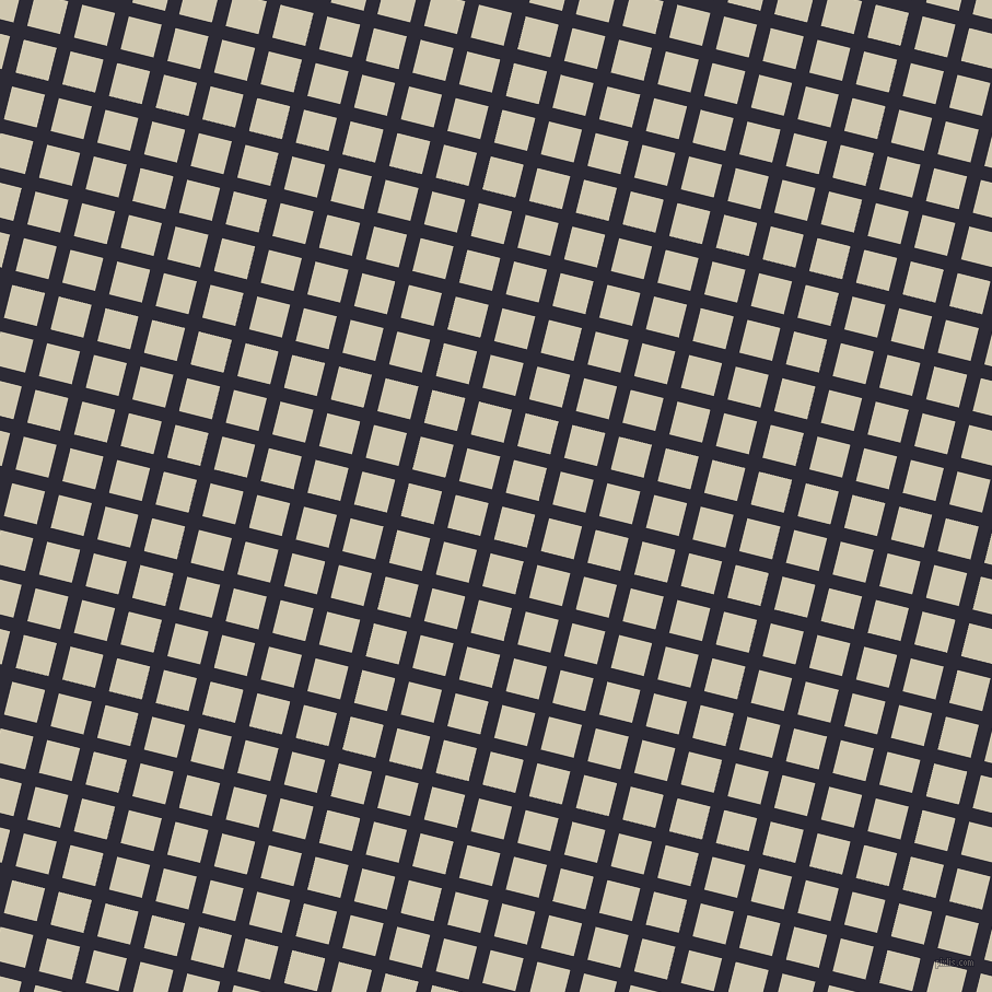 76/166 degree angle diagonal checkered chequered lines, 13 pixel line width, 31 pixel square size, Haiti and Parchment plaid checkered seamless tileable