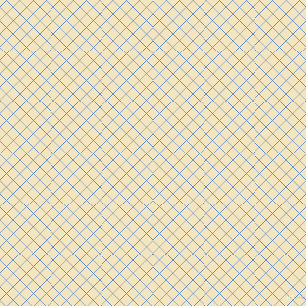 45/135 degree angle diagonal checkered chequered lines, 1 pixel lines width, 18 pixel square size, Havelock Blue and Half Colonial White plaid checkered seamless tileable