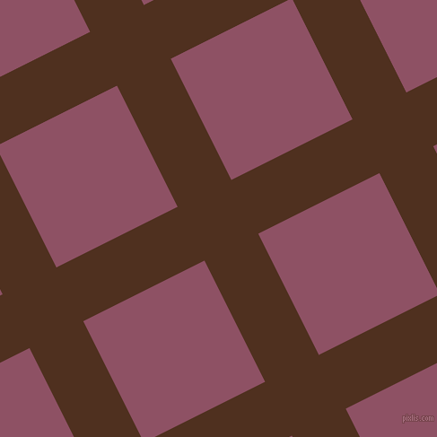 27/117 degree angle diagonal checkered chequered lines, 67 pixel lines width, 151 pixel square size, Indian Tan and Cannon Pink plaid checkered seamless tileable