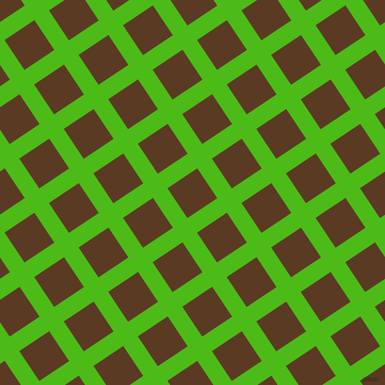 34/124 degree angle diagonal checkered chequered lines, 36 pixel line width, 74 pixel square size, Kelly Green and Carnaby Tan plaid checkered seamless tileable